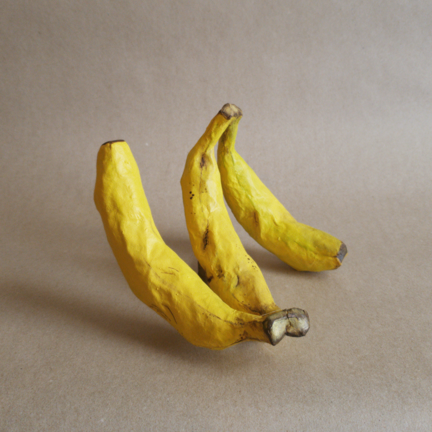 Tripplet Banana | 12x10x8in, papier mache sculpture with acrylic paint, 2025.
