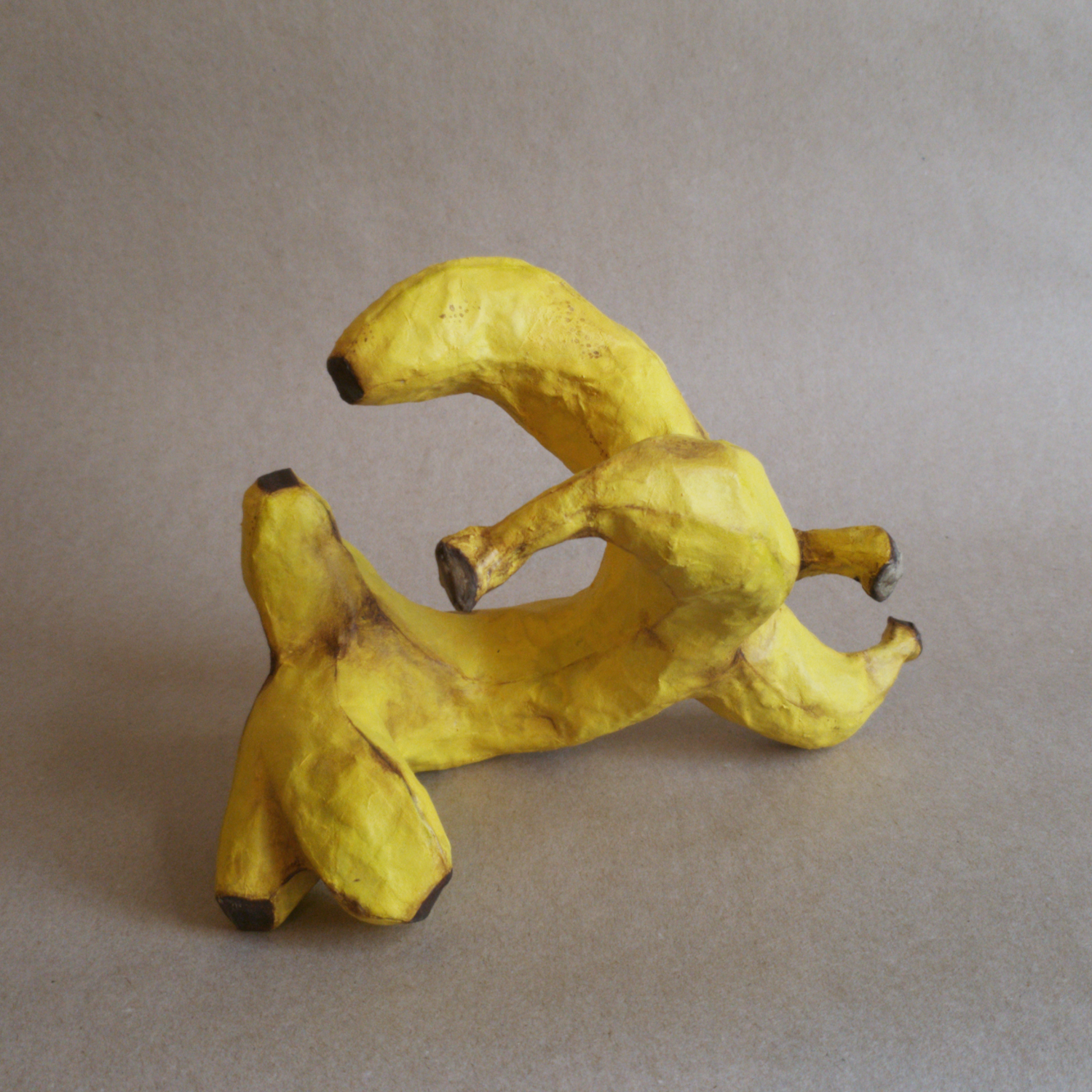 Tripplet Banana | 14x10x12in, papier mache sculpture with acrylic paint, 2026.