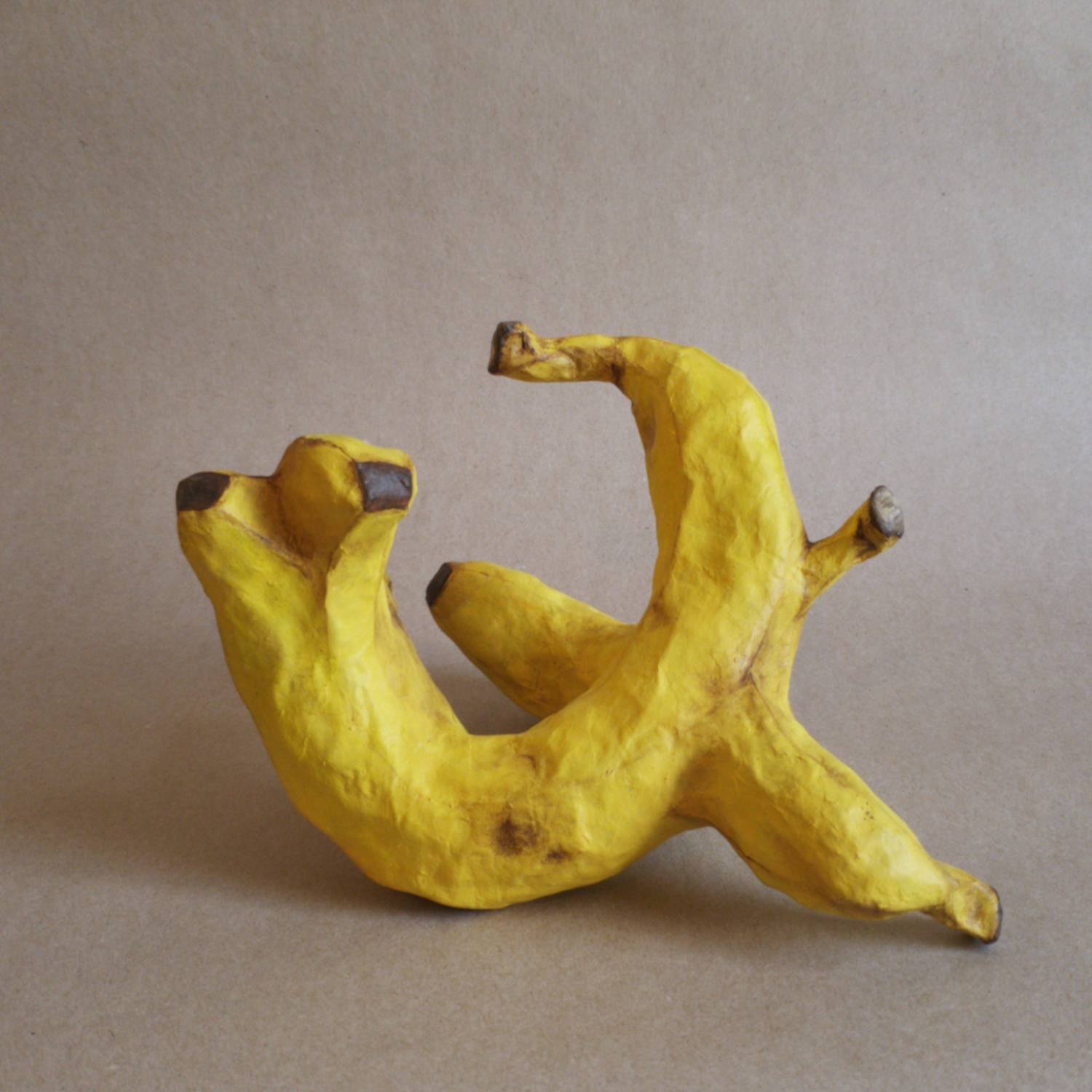 Tripplet Banana | 14x10x10in, papier mache sculpture with acrylic paint, 2026.