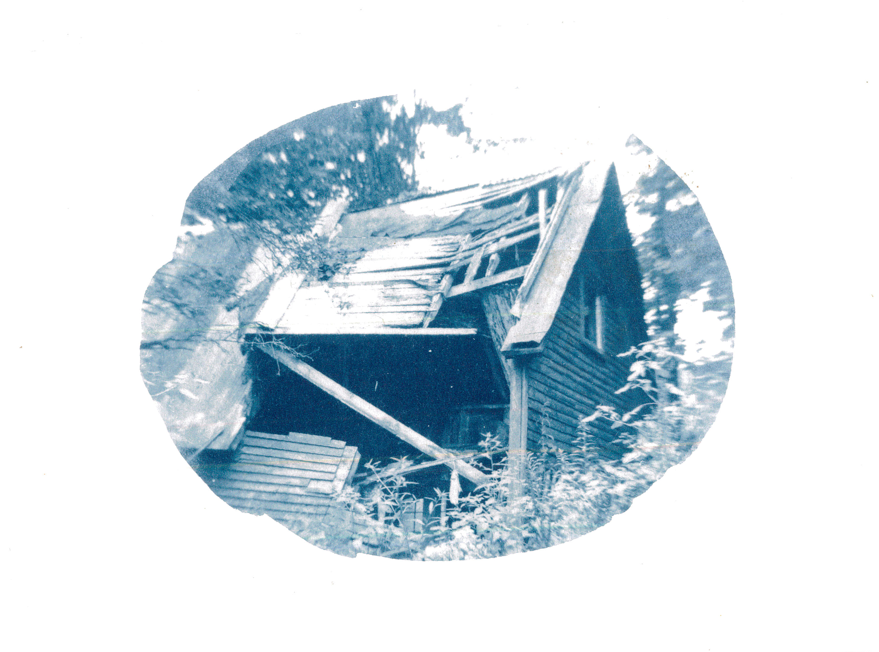 Danger Shed | 3x4”, Cyanotype (contact printed from 4x5 pinhole film negative), 2022